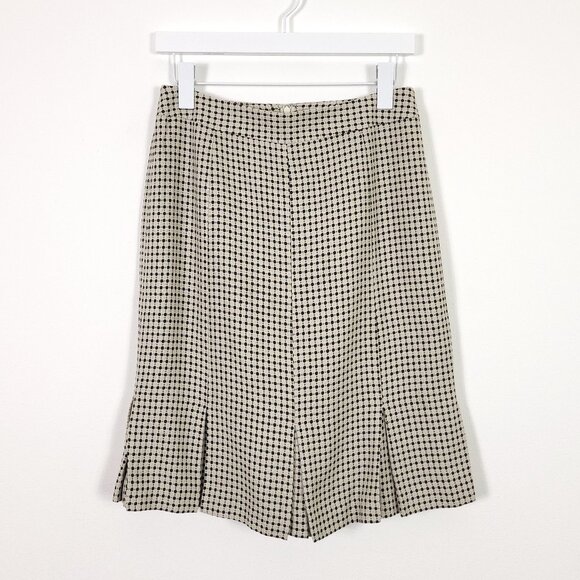 LOFT Wool Blend Cream & Black Patterned Skirt - Picture 1 of 9